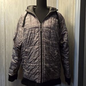 The North Face Men's Gray Silver Hooded Reversable  Zip Up Jacket Size M